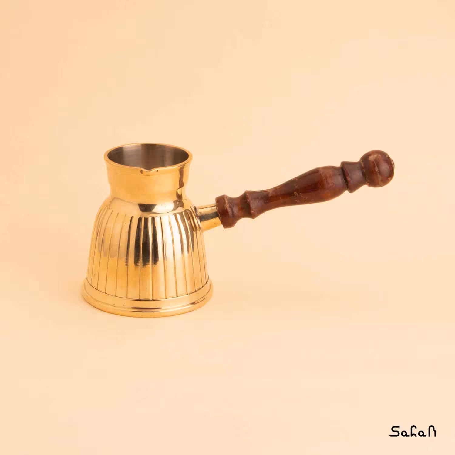 قهوه جوش برنجی طلایی بدون در مدل لاین سایز 2