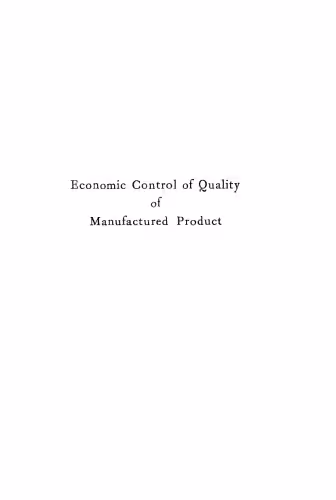 خرید و دانلود نسخه کامل کتاب Economic Control of Quality of Manufactured Product