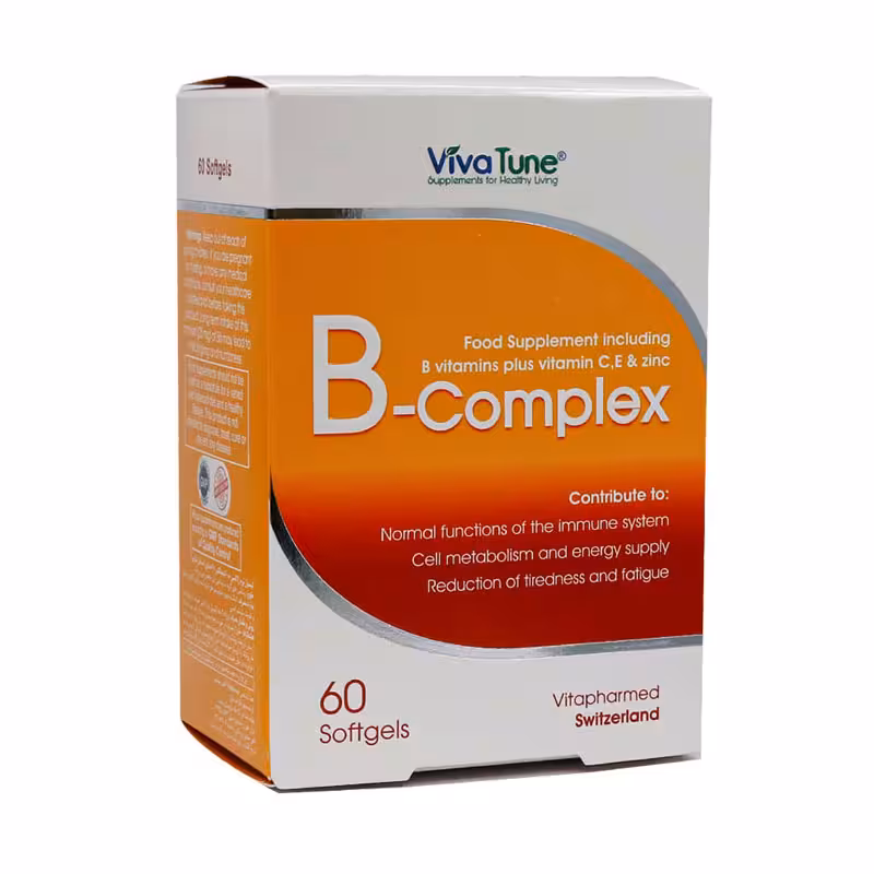سافت ژل ب کمپلکس و ویتامین سی ویتامین ای و زینک ویواتیون 60عدد | Viva Tune B Complex and Vitamin C and Zinc