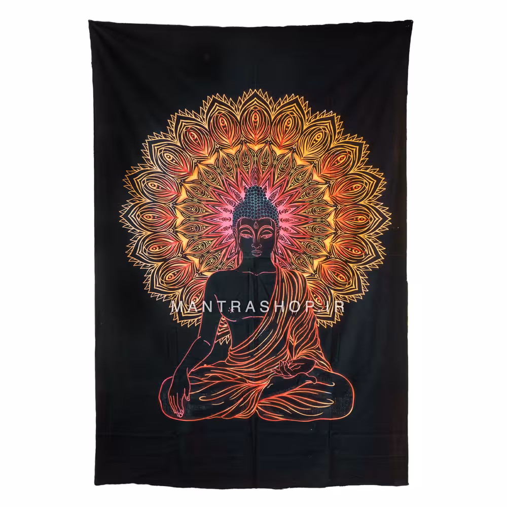 بکدراپ تپستری هندی طرح مدیتیشن نارنجی (روتختی یک نفره) کد 604