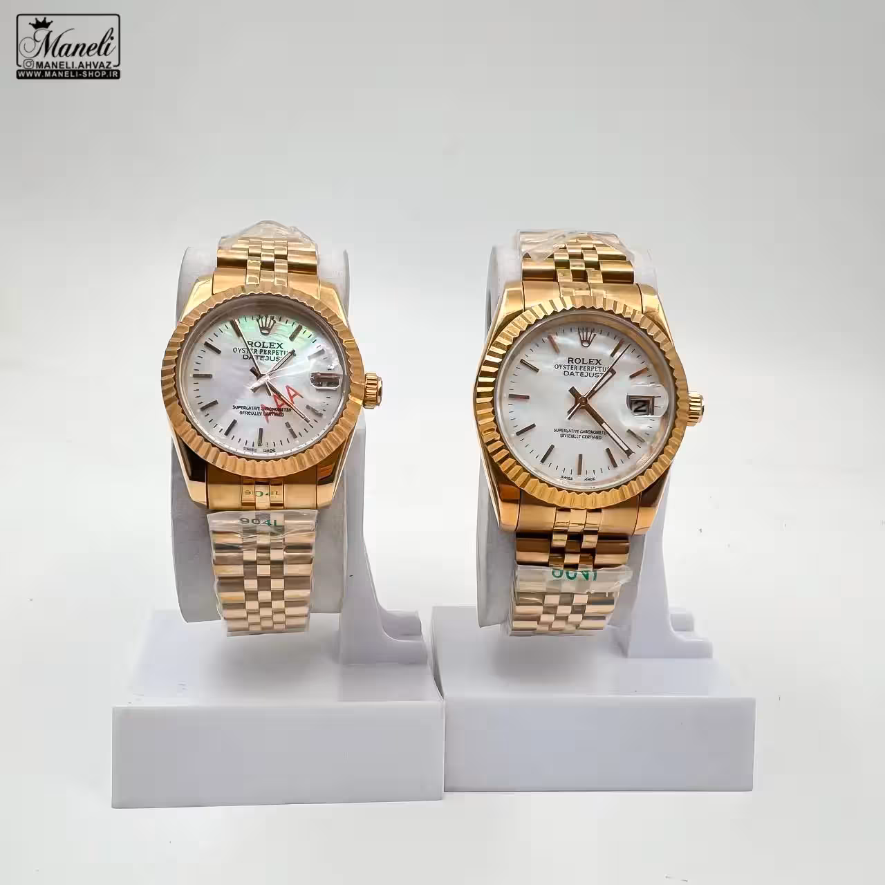ست ساعت رولکس رزگلد صفحه صدفی | مردانه و زنانه 14031010