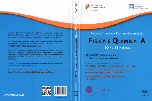 خرید و دانلود نسخه کامل کتاب Preparação para os Exames Nacionais de Física e Química A 10.º e 11.º Anos, Exames de 2012 a 2017