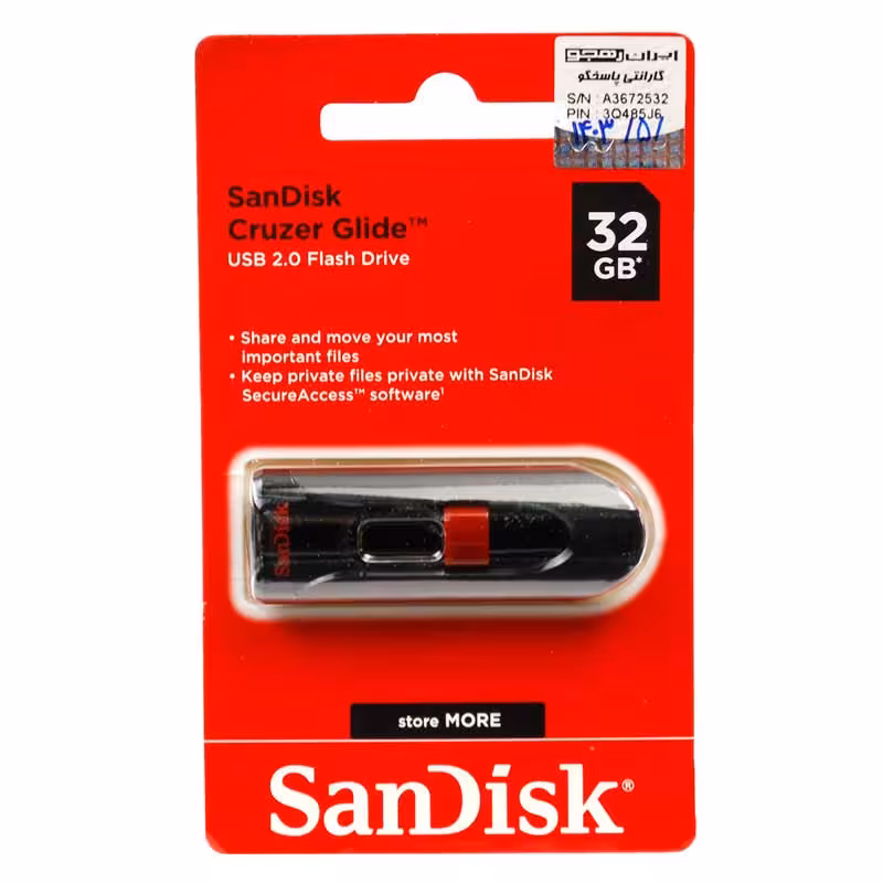 فلش 32 گیگ سن دیسک SanDisk Cruzer Glide CZ60
