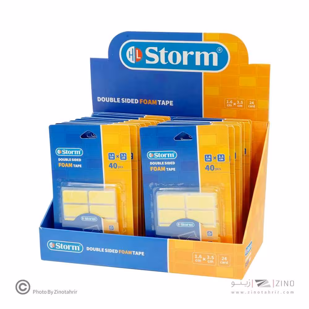 چسب دوطرفه 1میل فوم مستطیل 1/6*3/5 سانت 40عددی استورم کدHL-102313