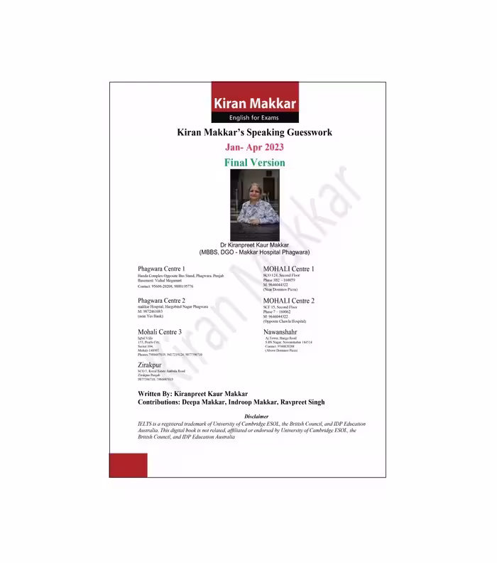 کتاب ماکار ایلتس اسپیکینگ Kiran Makkars Speaking Guesswork Jan Apr 2023 Final Version