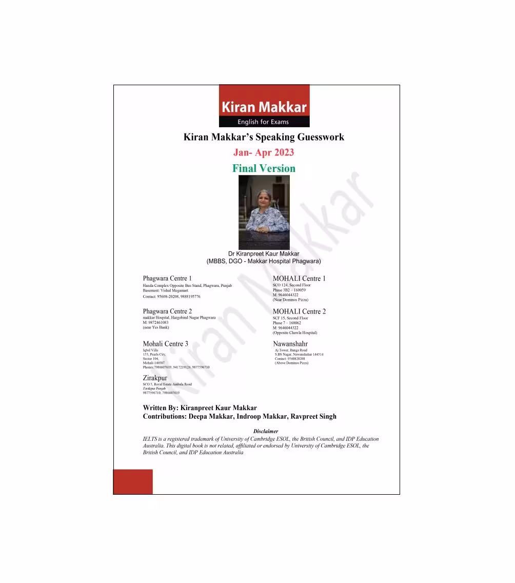 کتاب ماکار ایلتس اسپیکینگ Kiran Makkars Speaking Guesswork Jan Apr 2023 Final Version