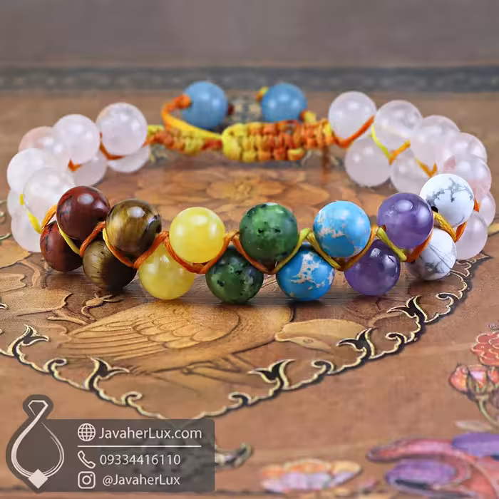 دستبند هفت چاکرا دو رج بافت مدل شیوانا _ کد 400984