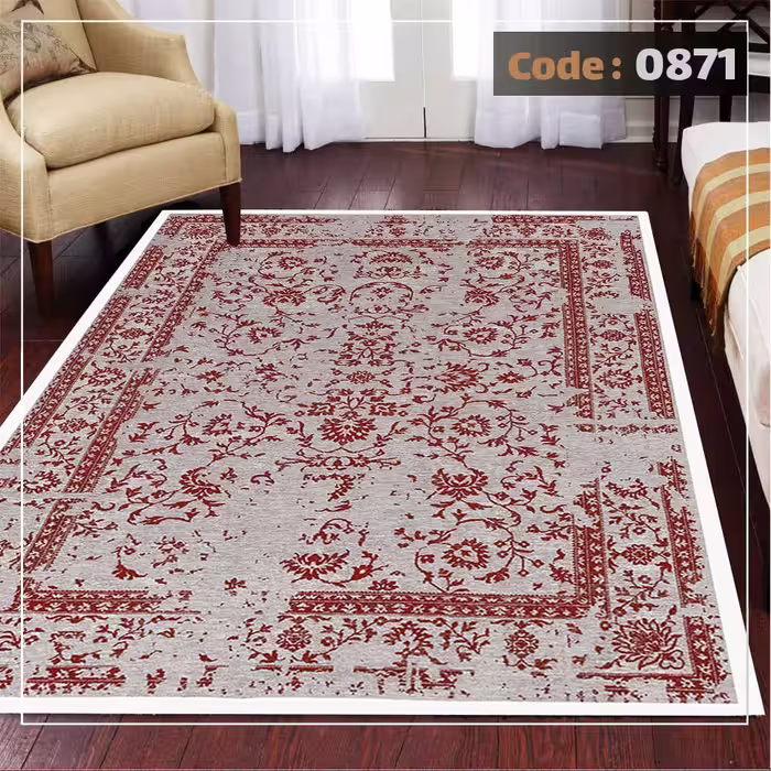 کاورفرش روفرشی دورکشدار گوشه لیفه ای لاکی ، آبی و متنوع کد 0871