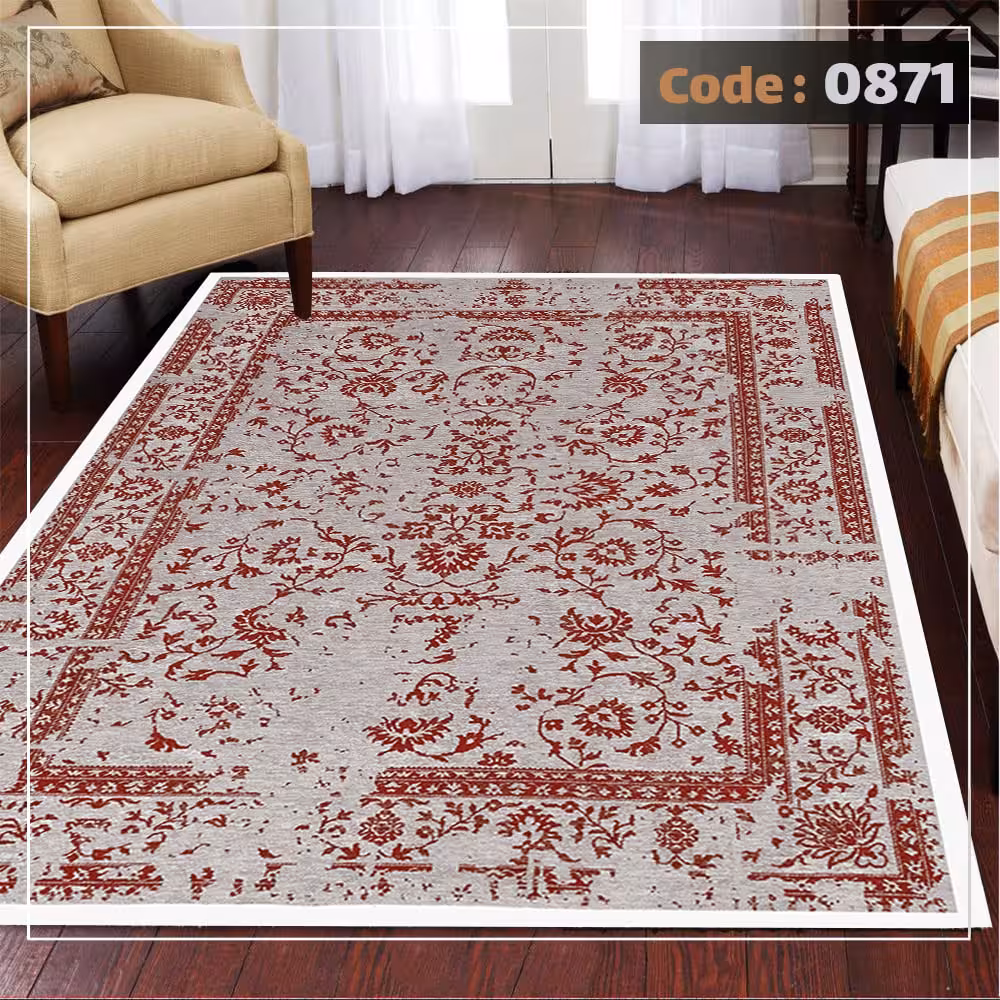 کاورفرش روفرشی دورکشدار گوشه لیفه ای لاکی ، آبی و متنوع کد 0871