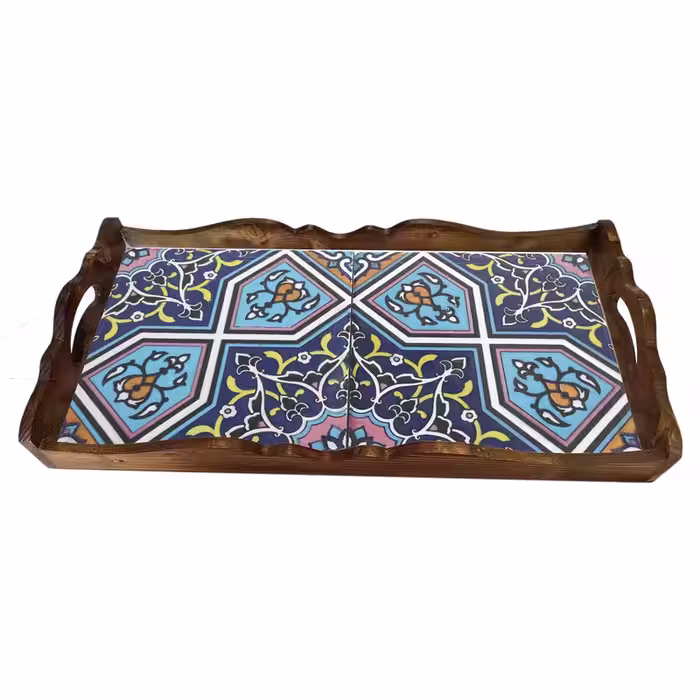 سینی چوبی طرح کاشی
