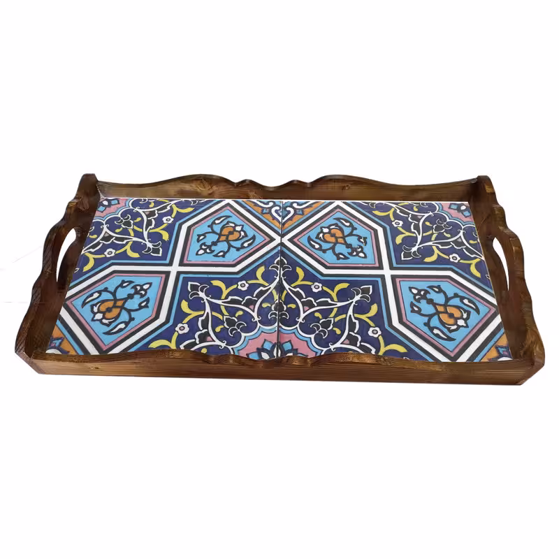 سینی چوبی طرح کاشی