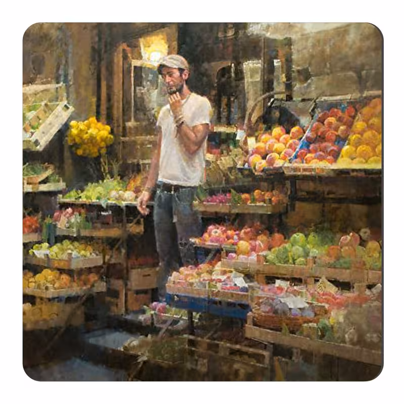 مگنت طرح نقاشی میوه فروش اروپایی کد wmg1347