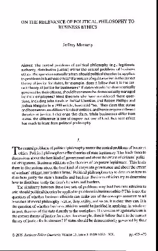 خرید و دانلود نسخه کامل کتاب On the Relevance of Political Phil to Business Ethics