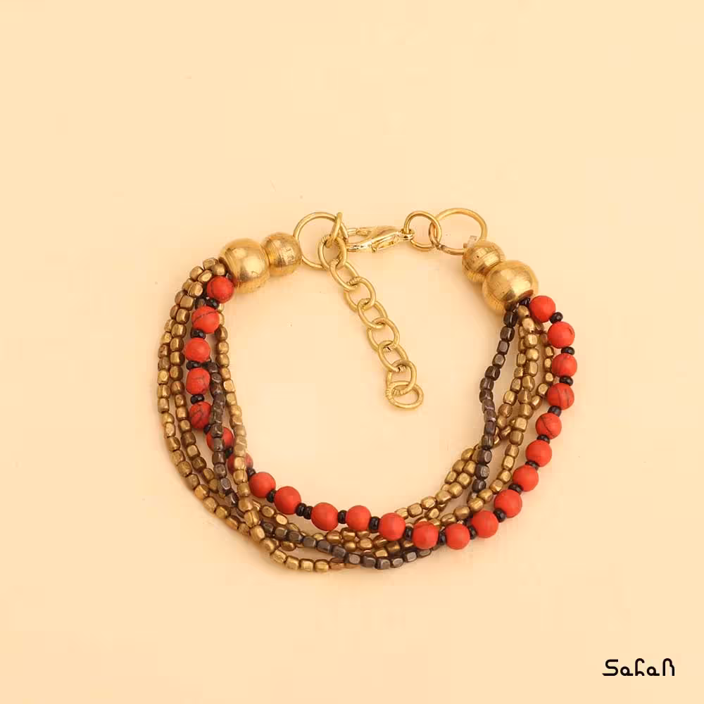 دستبند هندی برنجی منجوقی