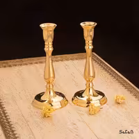 شمعدان جفت برنجی و طلایی