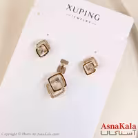 نیم ست زنانه ژوپینگ مدل مثلث نگینی شامل گوشواره و گردنبند کد NIM14795W