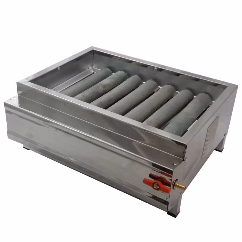 کباب پز 70 سانت، 10 شعله آذرین و پولاد، دارای سینی چربی گیر و ناودانی چدن
