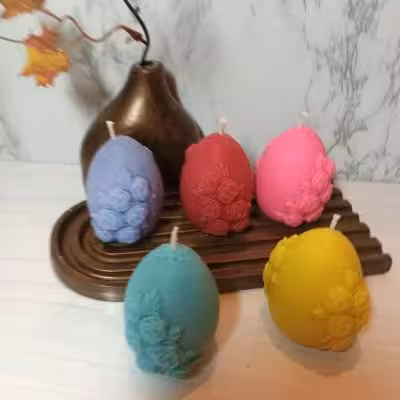شمع تخم مرغ گلدار 6 سانت