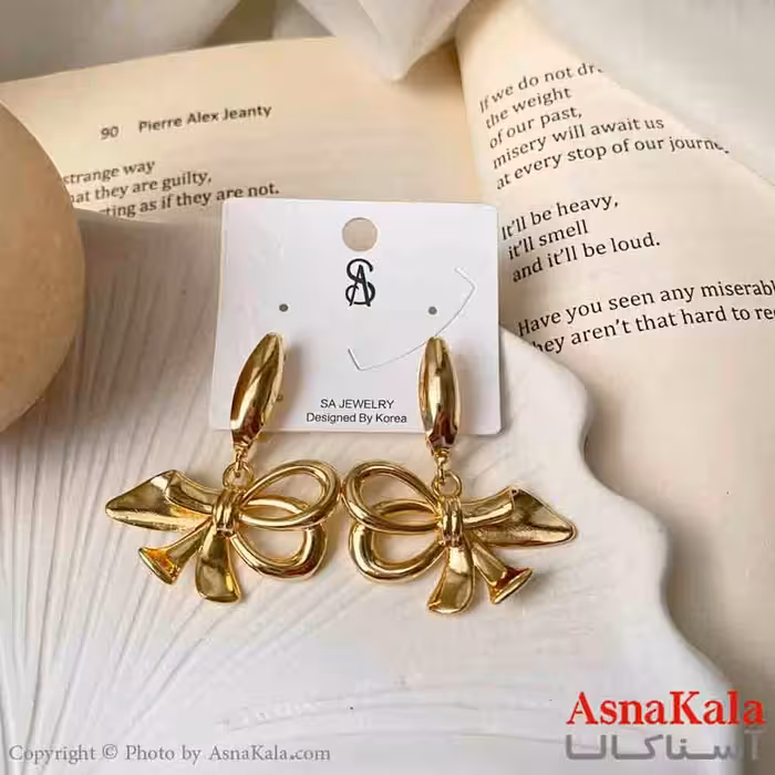 گوشواره  استیل مینیمال زنانه مدل پاپییون ترند میخ نقره با آبکاری درجه یک کد GSH151621W