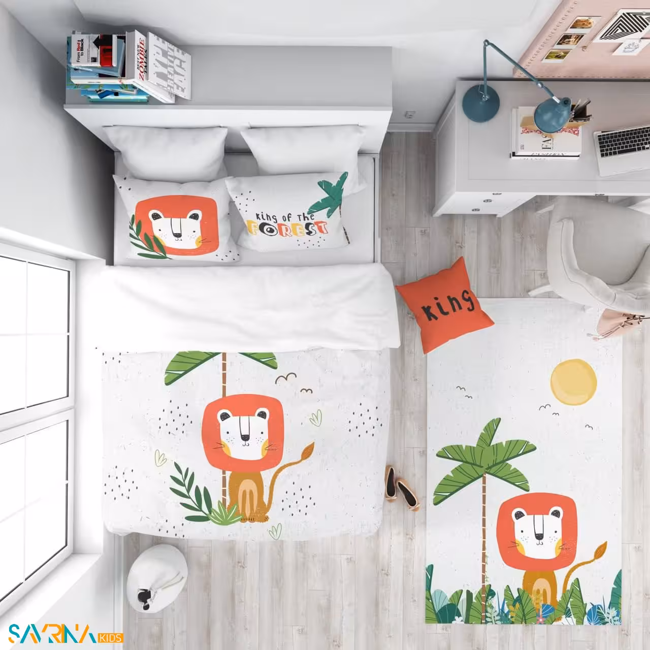 سرویس روتختی طرح شیر کارتونی یک نفره کد A3057