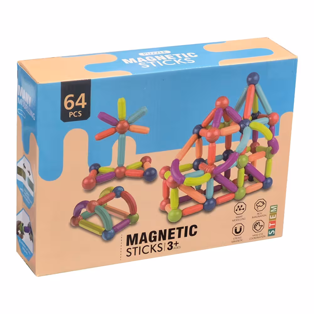 ساختنی مگنت مغناطیسی 64 تکه Magnetic Sticks