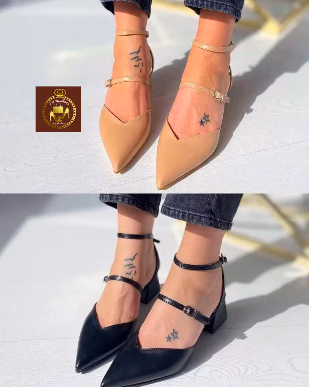 صندل پاشنهدار مجلسی زنانه دورمچی نوک تیز F 34