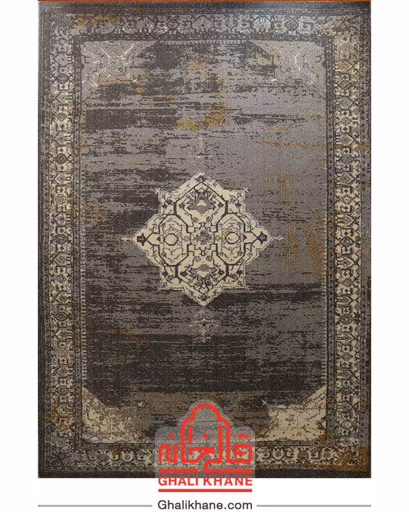 گلیم فرش ماشینی ساوین طرح دنیس نقره ای