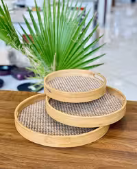 سینی بامبو 3تایی کف حصیری وارداتی