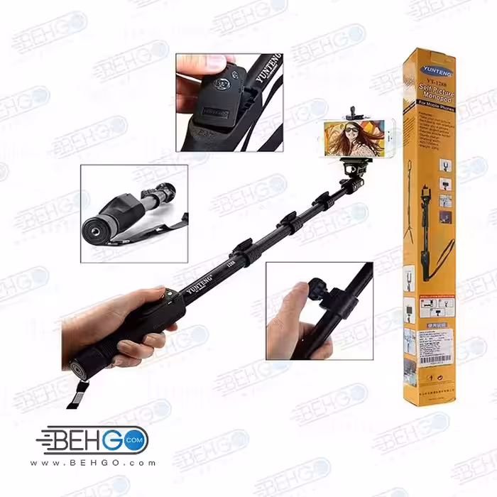 پایه مونوپاد یانتنگ مدل YT-1288 به همراه ریموت با قابلیت زوم Yunteng YT-1288 Monopod With Zoom Controller Remote
