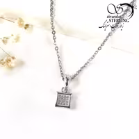 گردنبند نقره مربع ساخت ایتالیا کد 9844