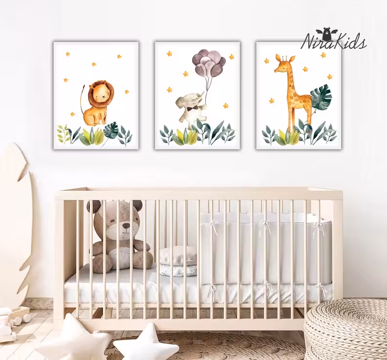 تابلو بوم طرح حیوانات جنگل(M3858)