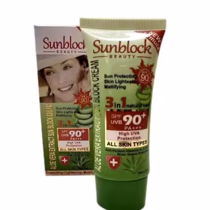 کرم ضد آفتاب بی رنگ آلوئه ورا spf 90 (بدون جعبه)