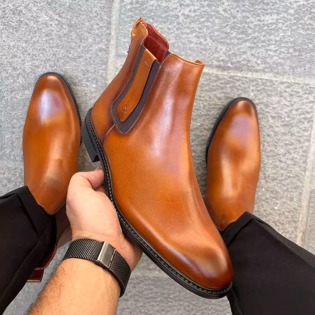 نیم بوت چرم مردانه