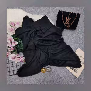 روسری ژاکارد تک رنگ مشکی
