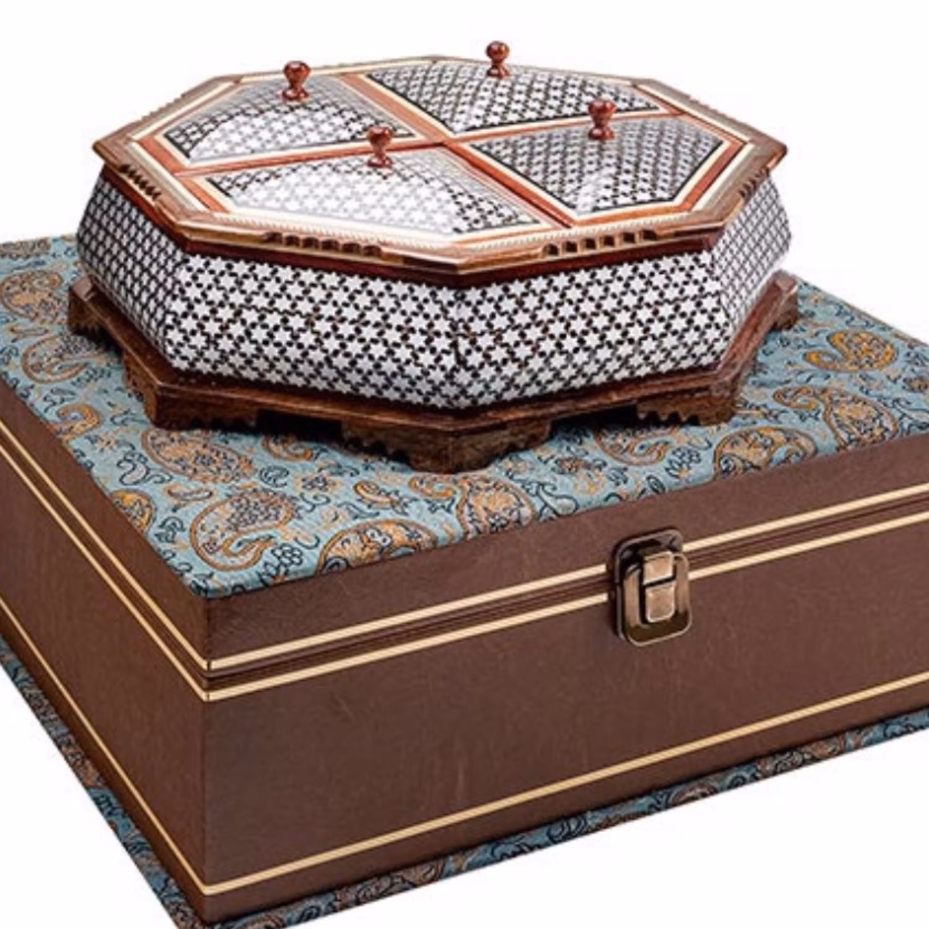 شکلاتخوری خاتمکاری به همراه جعبه ترمه