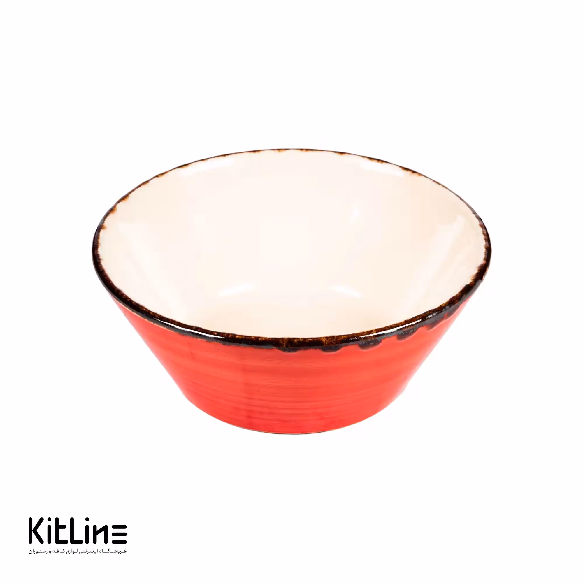 کاسه سرامیکی 16 سانتیمتری قرمز باند دار