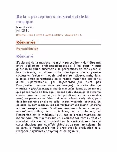خرید و دانلود نسخه کامل کتاب De la perception musicale et de la musique