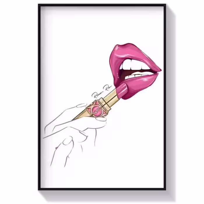 تابلو دکوراتیو فانتزی طرح لب و رژ لب