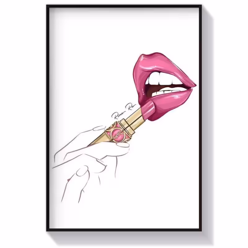 تابلو دکوراتیو فانتزی طرح لب و رژ لب