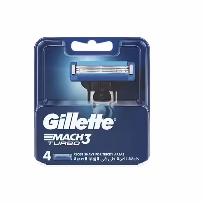 تیغ یدک ژیلت مدل Mach 3 Turbo بسته 4 عددی( made in poland)بسته بندی جدید ضد رطوبت تولید2024/04