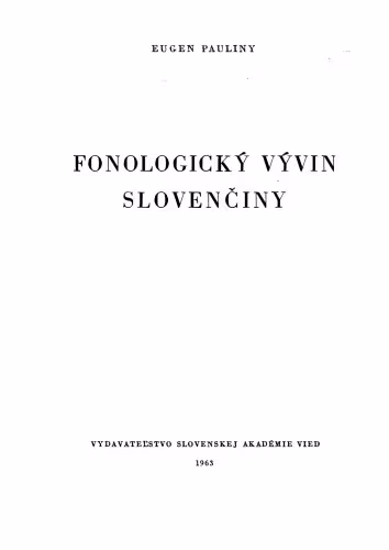 خرید و دانلود نسخه کامل کتاب Fonologický vývin slovenčiny