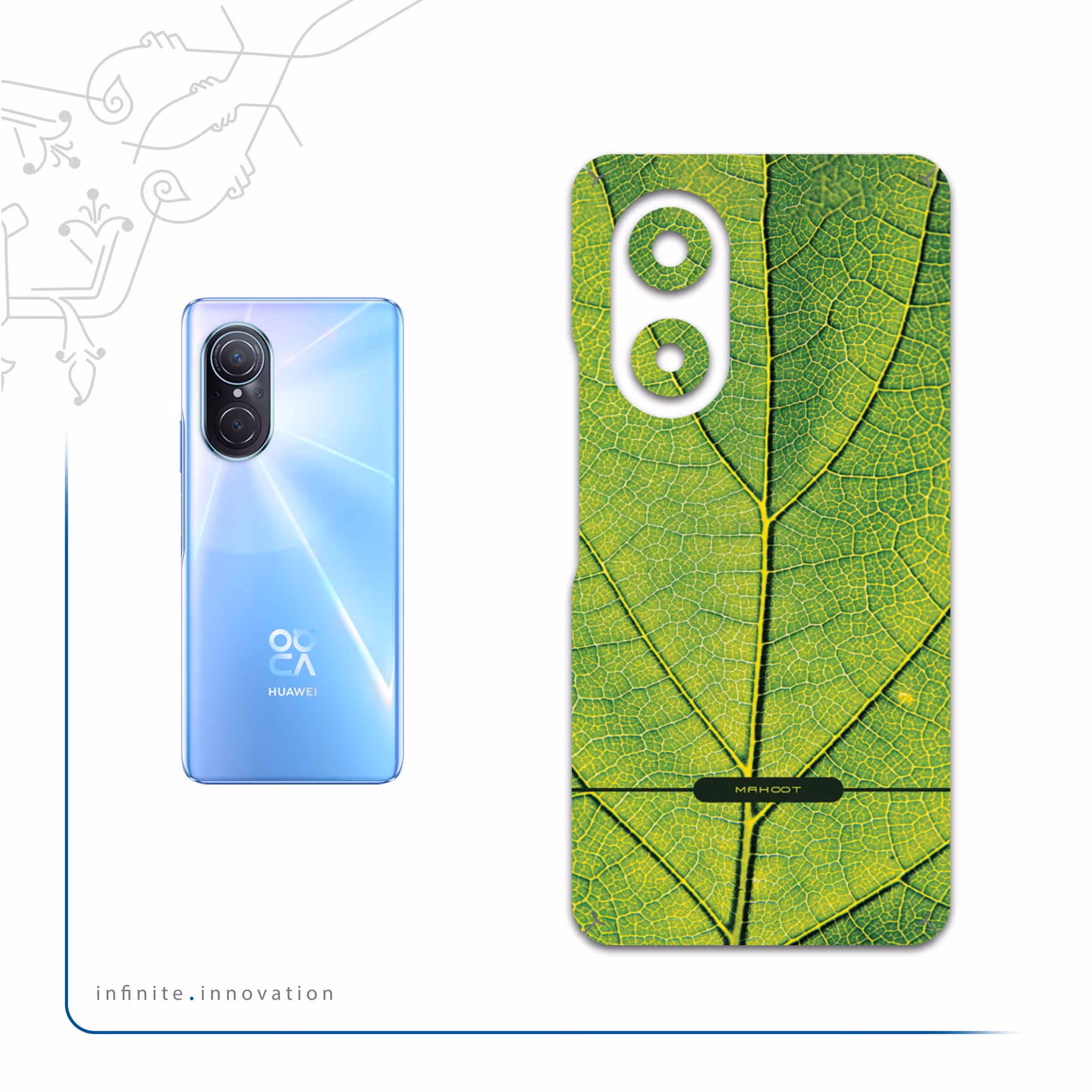 برچسب پوششی ماهوت مدل Leaf-Texture مناسب برای گوشی موبایل هوآوی Nova 9 SE