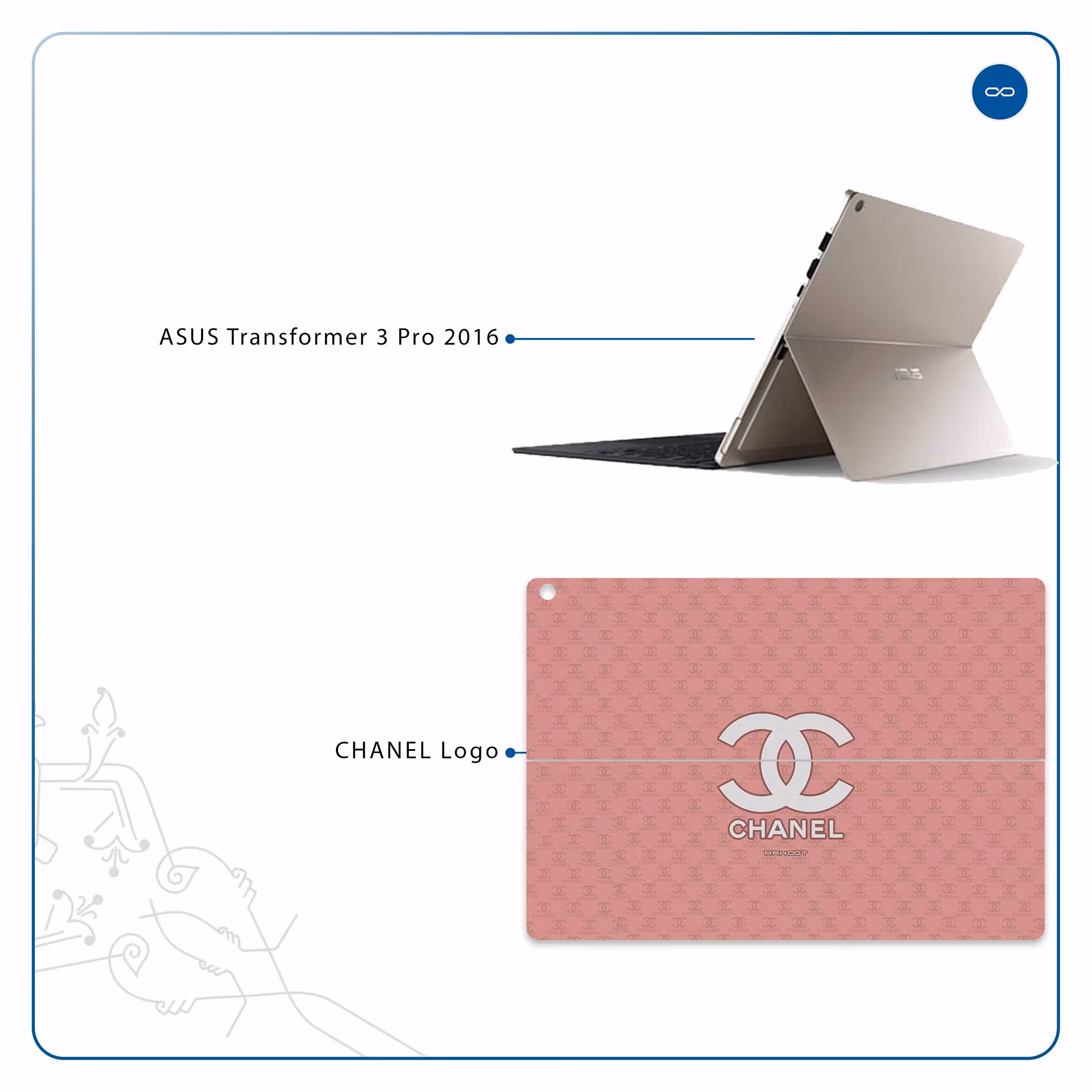 برچسب پوششی ماهوت مدل CHANEL-Logo مناسب برای تبلت ایسوس Transformer 3 Pro 2016