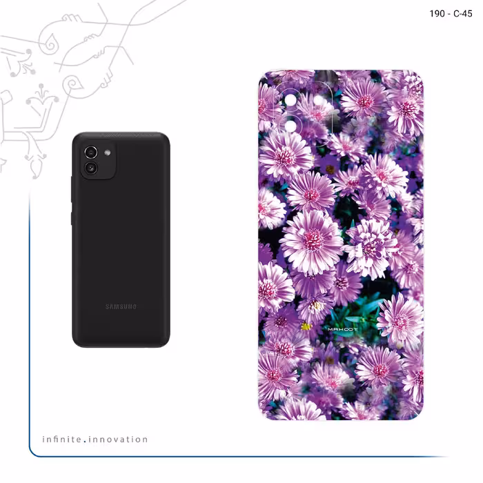 برچسب پوششی ماهوت مدل Purple_Flower مناسب برای گوشی موبایل سامسونگ Galaxy A03