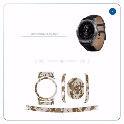برچسب ماهوت طرح Army_Desert_Pixel مناسب برای ساعت هوشمند سامسونگ Galaxy Gear S2 Classic