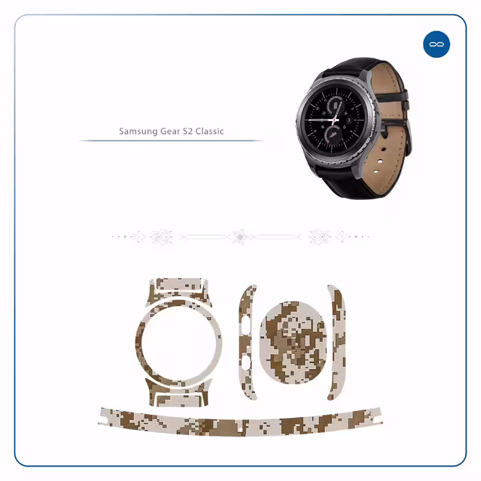 برچسب ماهوت طرح Army_Desert_Pixel مناسب برای ساعت هوشمند سامسونگ Galaxy Gear S2 Classic