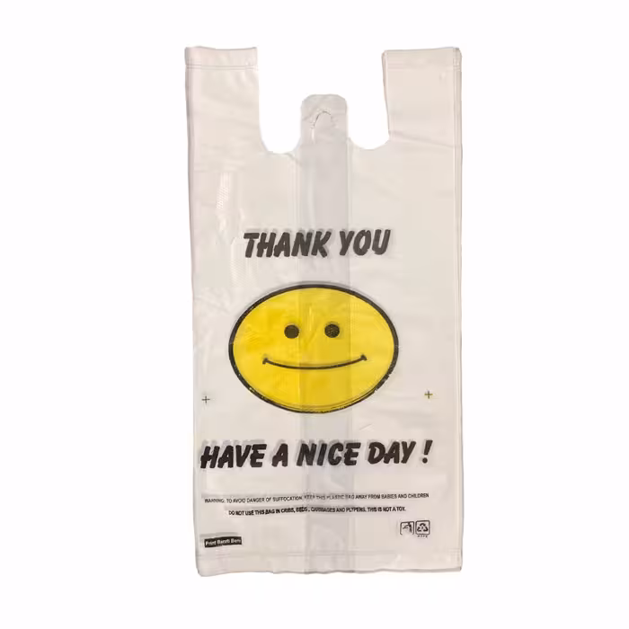 کیسه خرید مدل ضخیم دسته دار طرح لبخند C65 بسته 80 عددی