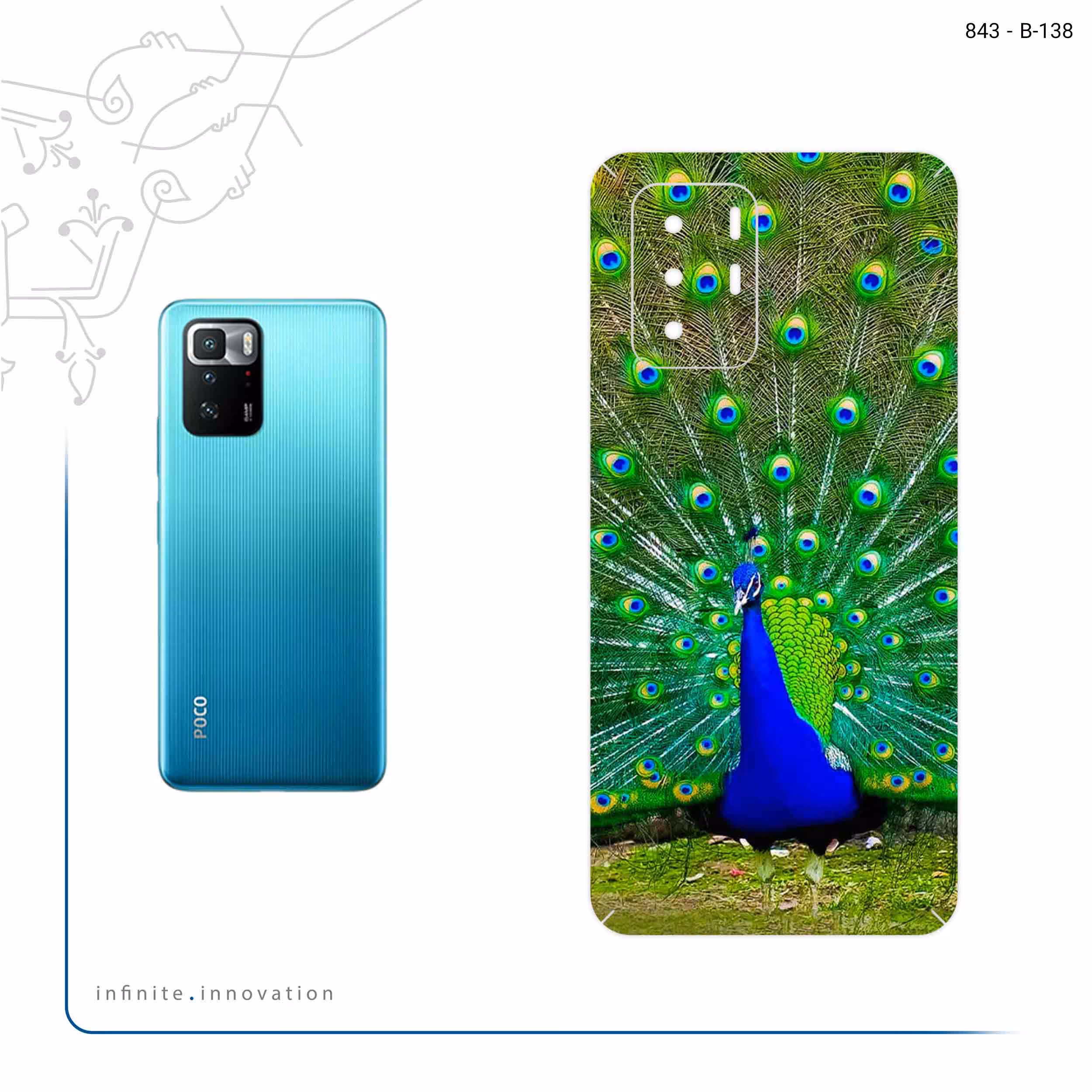 برچسب پوششی ماهوت مدل Peacock مناسب برای گوشی موبایل شیائومی Redmi Note 10 Pro (China)