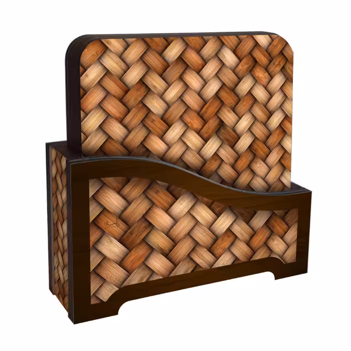 زیر لیوانی لوکسینو مدل بامبو طرح حصیری مجموعه 6 عددی