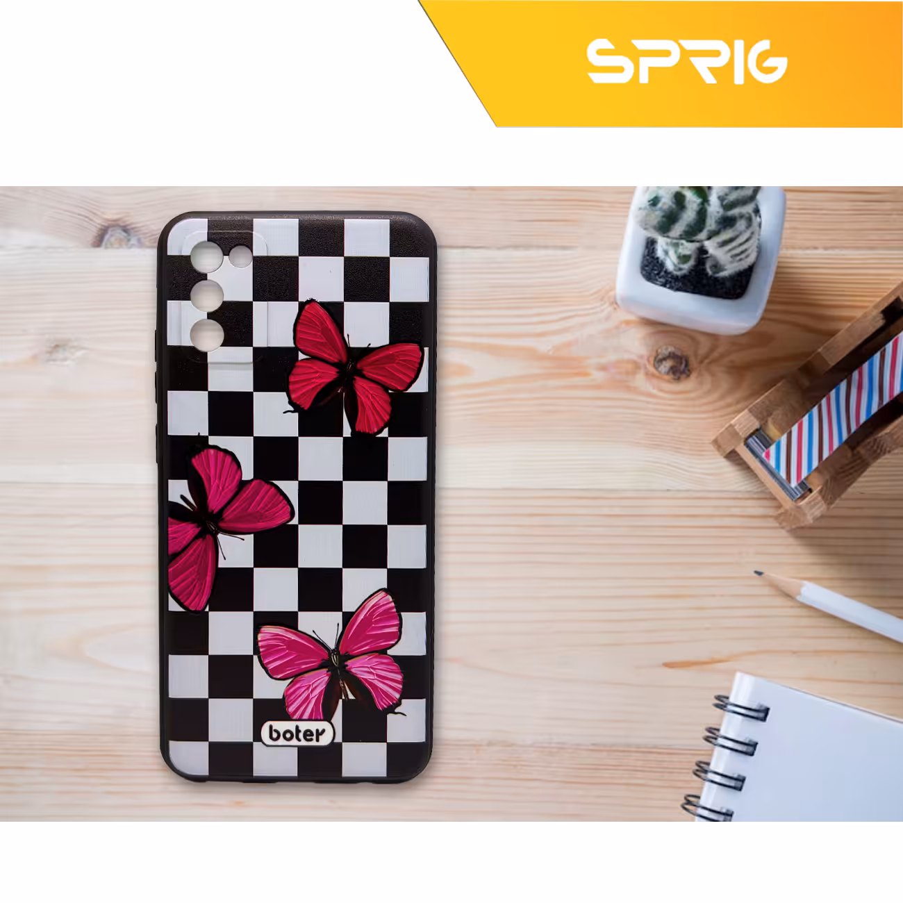   کاور اسپریگ طرح Plaid Butterfly مدل SPCVR مناسب برای گوشی موبایل سامسونگ Galaxy A02s